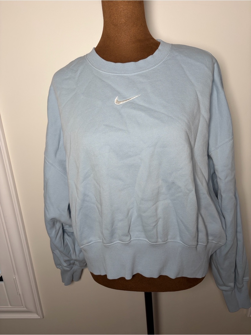 Nike Pastel Blue Crewneck Sweatshirt with White Swoosh